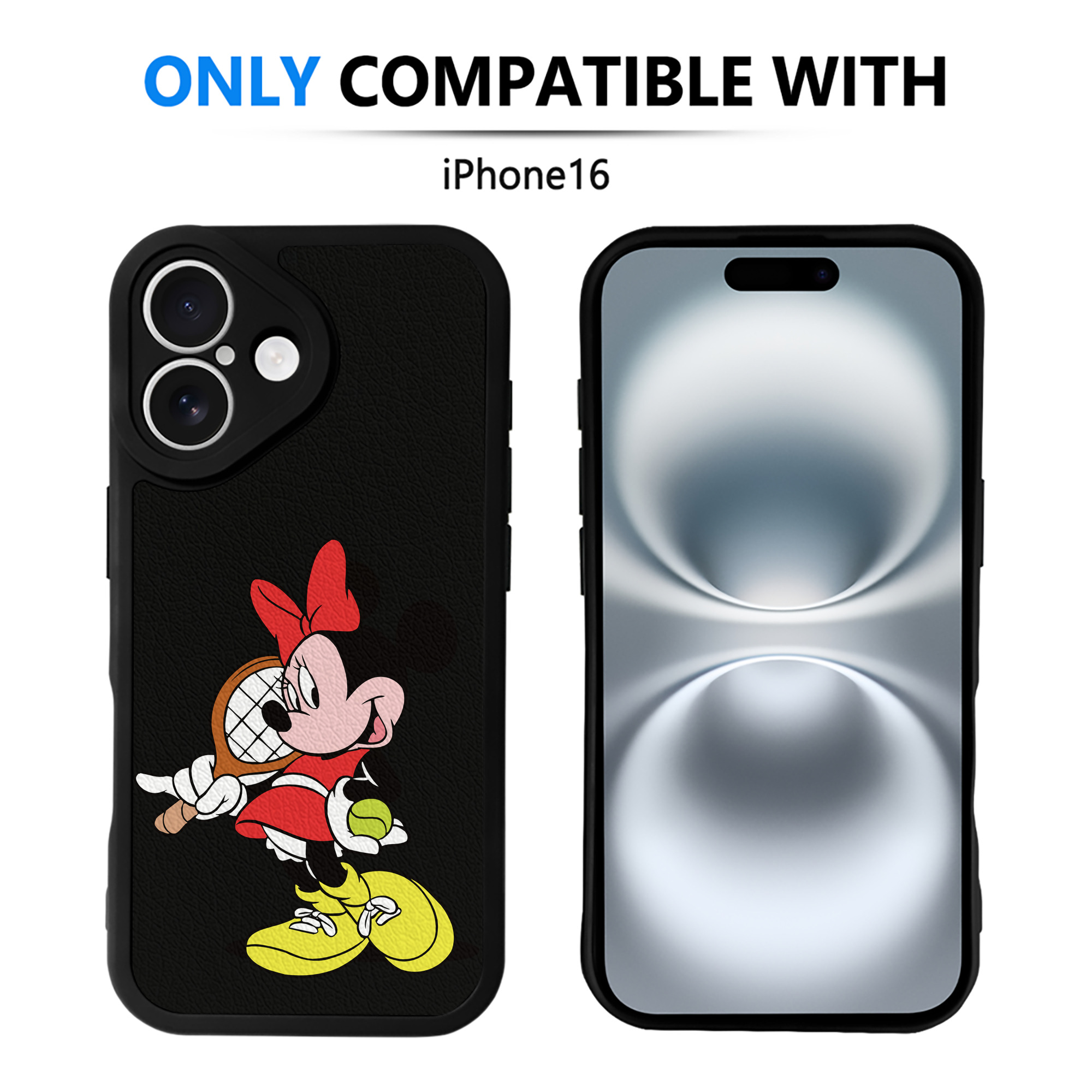 （画像用） ミッキーマウス Mickey Mouse 【iPhone 16シリーズ対応】シリコンスマホケース（レザー調） 材質：シリコン